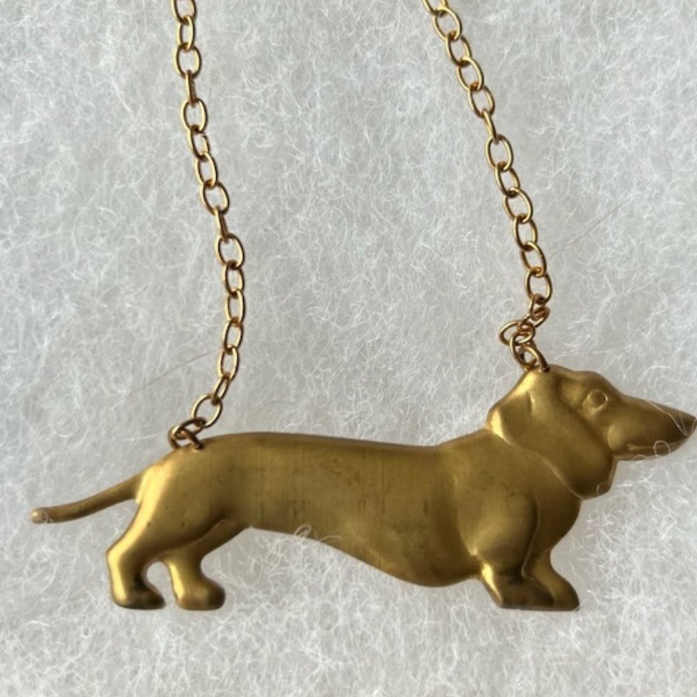 Dachshund Necklace Unique Gold tone